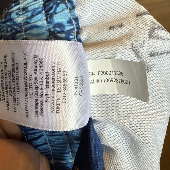 Polo Ralph Lauren XL Swim Trunks Bandana Print Blue Drawstring Mesh Lining - Picture 6 of 10